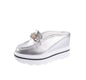 Summer new product 2021 Baotou high-heeled slippers female wedge with thick bottom half drag inside increased muffin sandals fashion women's shoes