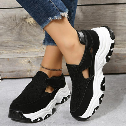 Mesh Sport Shoes Women Fashion Outdoor Flat Heel Round Toe Preppy Running Shoes - FLIPSTYLEZLLC