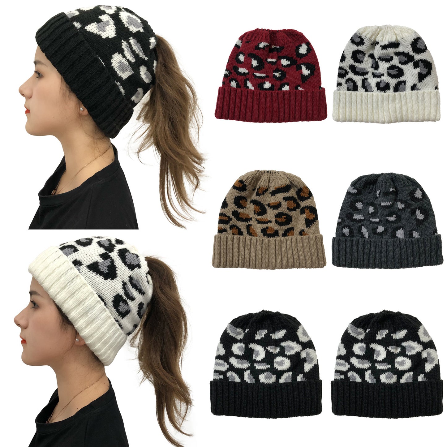 Autumn And Winter New Leopard Print Knitted Beanie