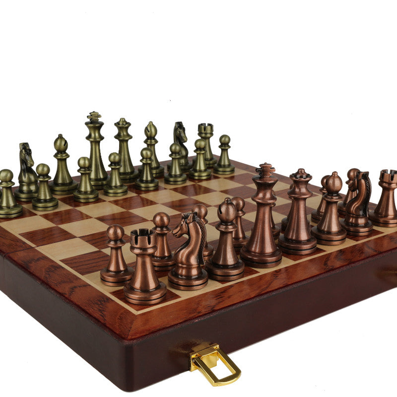 Chess Premium Gift Box Metal Bronze Children's Folding