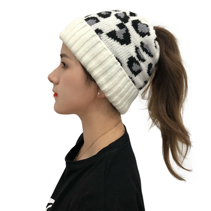 Autumn And Winter New Leopard Print Knitted Beanie