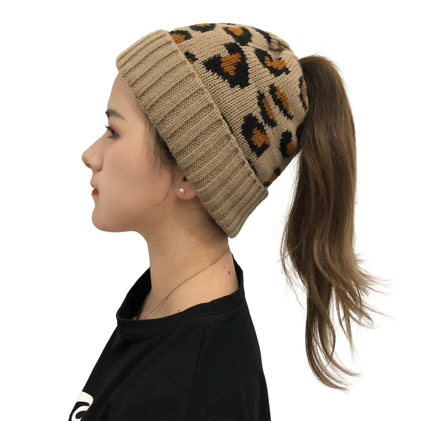 Autumn And Winter New Leopard Print Knitted Beanie