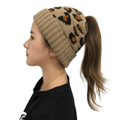 Autumn And Winter New Leopard Print Knitted Beanie