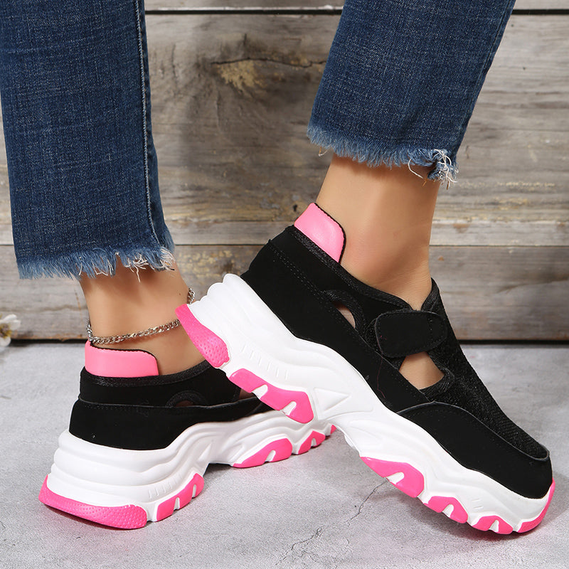 Mesh Sport Shoes Women Fashion Outdoor Flat Heel Round Toe Preppy Running Shoes - FLIPSTYLEZLLC